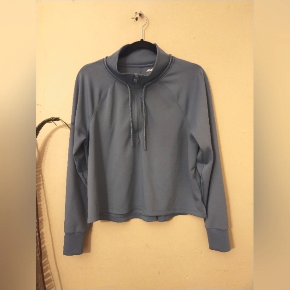 Avia women's quarter zip drawstring tie mauve long sleeve pullover jacket medium